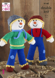 King Cole Knitting Pattern Scarecrows with Jeans & Dungarees Toys - Double Knit 9140