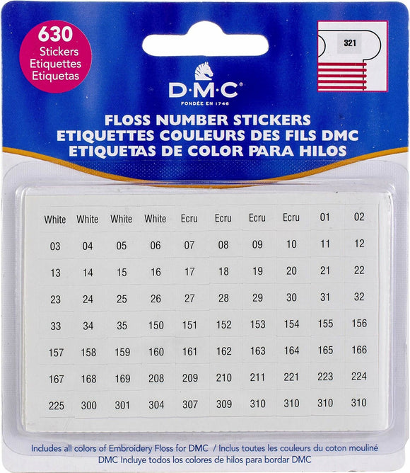 630 x DMC Stitch Bow Floss Holder Number Stickers 