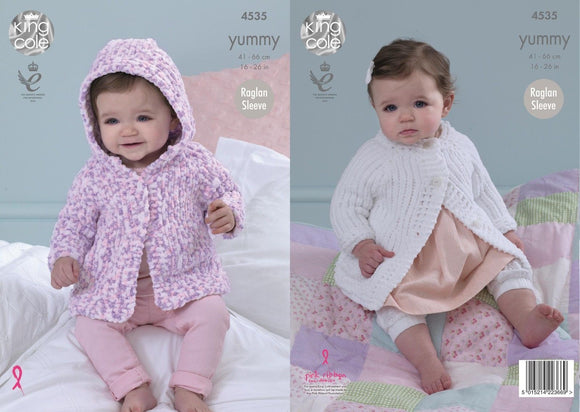 King Cole Knitting Pattern 4535 Baby Jacket/Cardigan Yummy