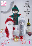 King Cole Knitting Pattern Christmas Wine Bottle Covers - Tinsel Chunky & DK 9146