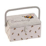HobbyGift Sewing Box (M) - Embroidered Lid - Bees - Sewing Bee