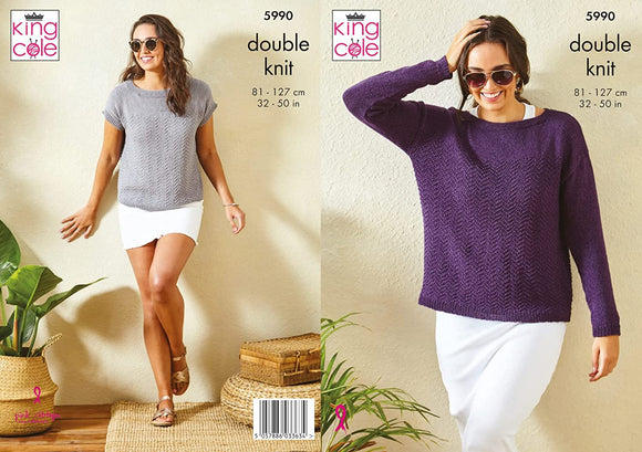 King Cole Pattern Sweater & Top Knitted in Linendale DK 5900
