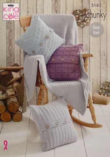 King Cole Knitting Pattern Timeless Chunky - Blankets and Cushions 5182