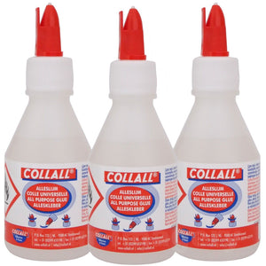 3x COLLALL All Purpose Glue - 100ml Bottles - Clear Adhesive