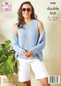 King Cole Pattern Cardigan & Top Knitted in Linendale DK 5988