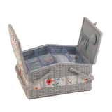 HobbyGift Sewing Box (L) - Twin-Lidded Wicker Hamper - Wildflowers