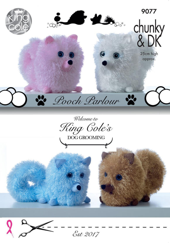King Cole Knitting Patterns 9077 - Pomeranian Style Dogs - Tinsel