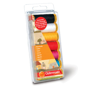 Gutermann Cotton Thread Set - All Purpose Sewing - 7 REELS 100m Assorted Colours