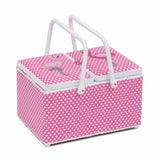 HobbyGift Twin Lid Sewing Basket -Appliqué Flamingos