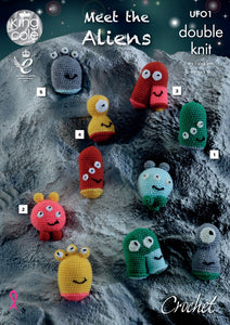King Cole Crochet Pattern Meet the Aliens Toys - DK UFO1