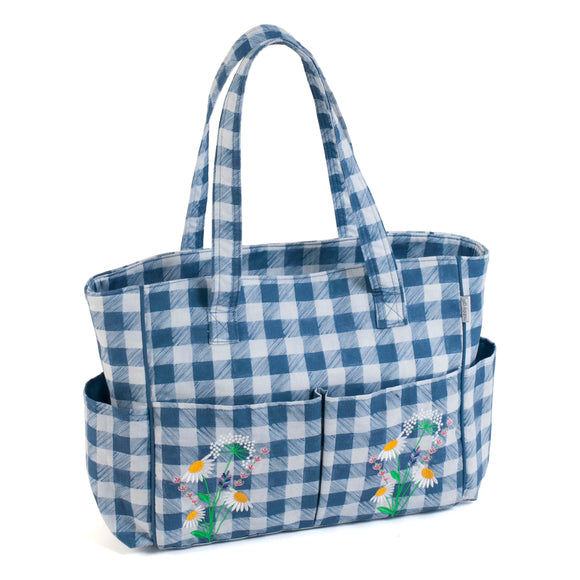 HobbyGift Craft Bag - Embroidered - Wild Floral Plaid