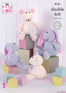 King Cole Knitting Pattern Toy Bunnies & Mice - DK Yarn 9131