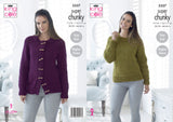King Cole Knitting Pattern Sweater & Cardigan - Super Chunky 5337 - Stylish Womens