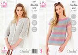 King Cole Knitting Pattern Top & Cardigan Knitted in Cotton Top DK - 5504