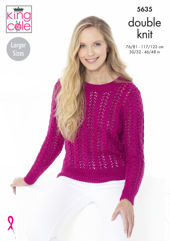 King Cole Knitting Pattern Womens Sweater & Cardiagns - DK 5635