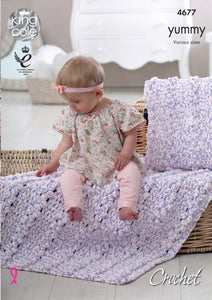 King Cole Crochet Pattern 4677 - Cushions/Blankets Yummy