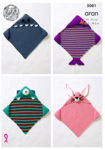 King Cole Knitting Pattern Baby Hooded Blankets - Aran 5081