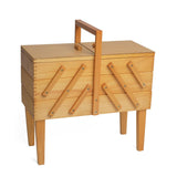 Large Wooden Cantilever Sewing Basket Legs - 3 Tier Sewing Craft Box Light