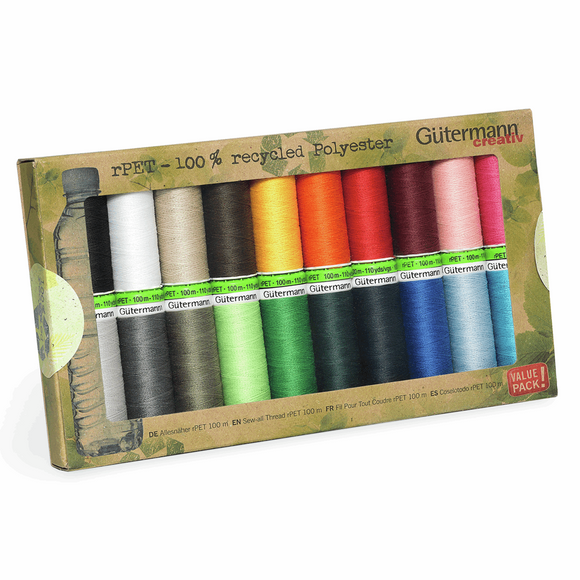 Gutermann Sew All Thread Set Recycled (rPET) - 20 x Reels 100m - Assorted