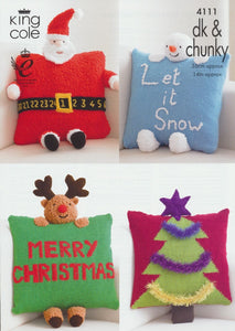King Cole Knitting Pattern - 4111 Christmas Cushion Covers Chunky/DK