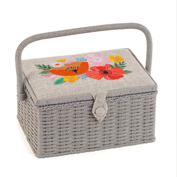 HobbyGift Sewing Box (M) - Embroidered Lid - Wildflowers