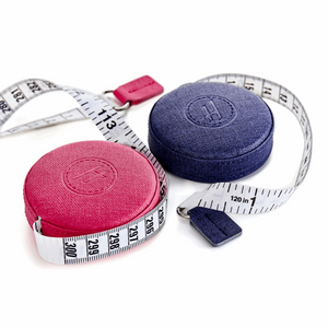 Hemline Retractable Extra Long Tape Measures PU Fabric Case - 300cm/120" - Pink or Navy - Sewing Crafts