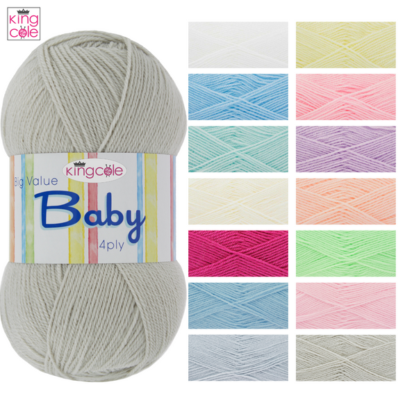 King Cole Big Value Baby 4 Ply 100g - All Colours