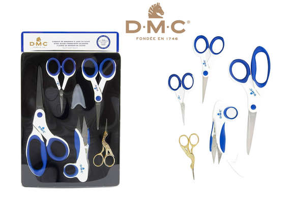 DMC Pack of 5 Essential Sewing Embroidery Scissors - Stork Dressmaking Snips