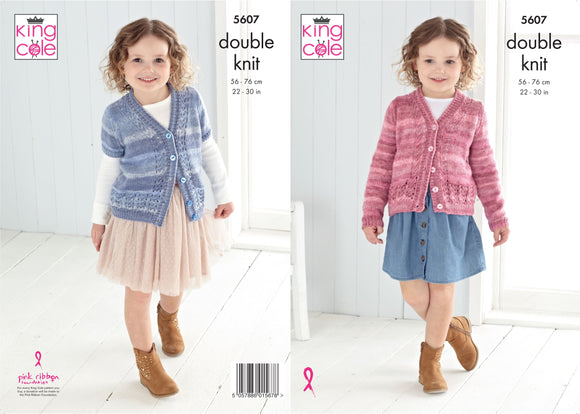 King Cole Knitting Pattern Girls Cardigans - DK 5607 - Childrens