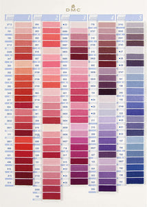 DMC Mouline color card with real floss samples including 35 new colors