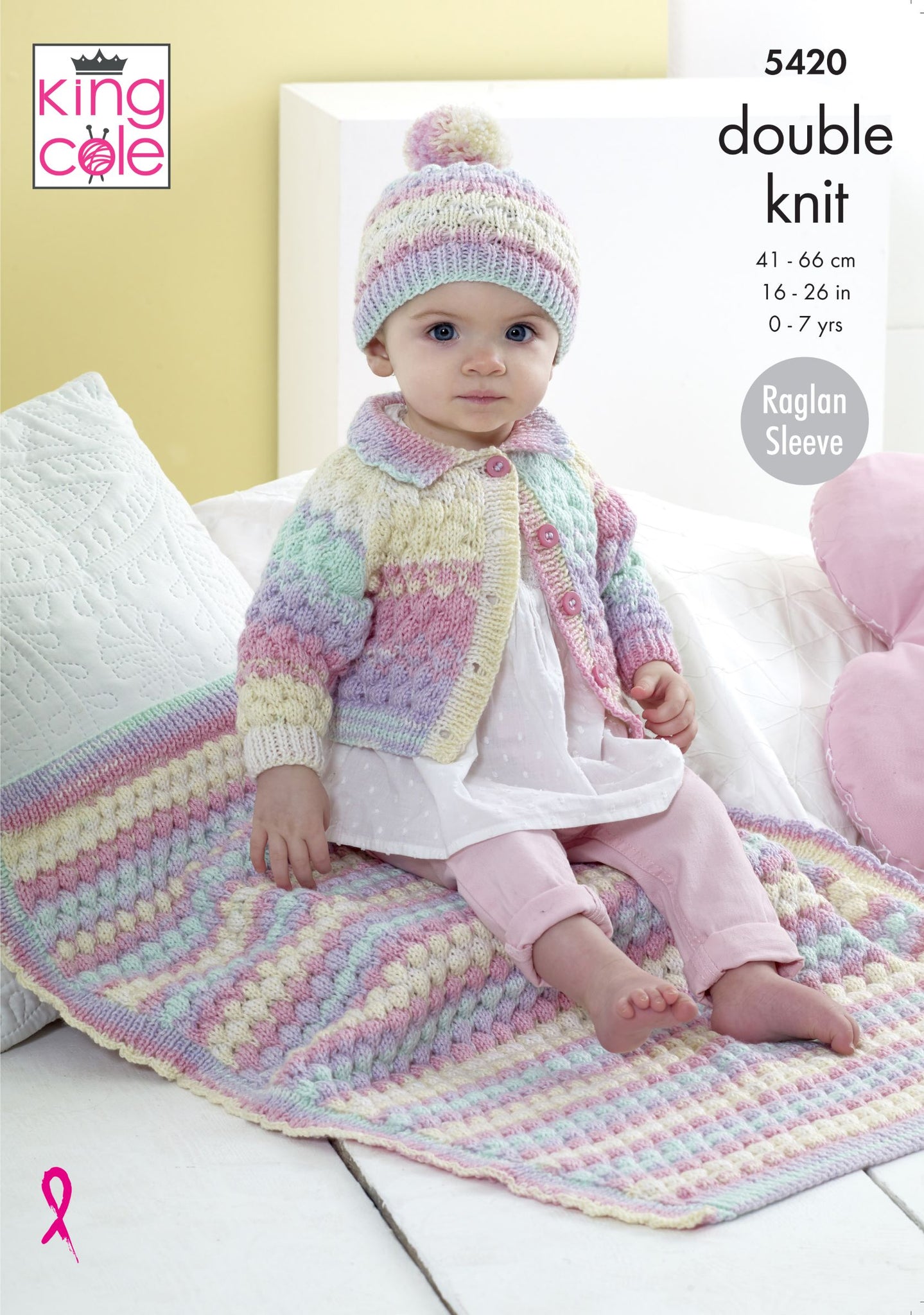 King Cole Knitting Pattern Babies Cardigan, Hat Blanket DK