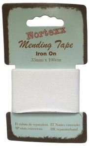 Nortexx Iron On Repair Tape 100% Cotton 35mm - All Colours - Cut To Length