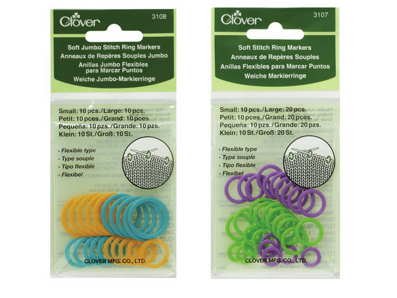Clover Soft Stitch Ring Markers - 2 Sizes - S/M or L/Jumbo