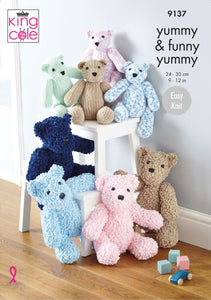King Cole Knitting Pattern Teddy Bears - Yummy & Funny Yummy 9137