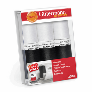Gutermann Thread Set: Sew-All - 6 x 250m - Black & White