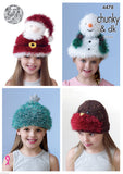 King Cole Knitting Patterns 4478 - Christmas Hats Tinsel