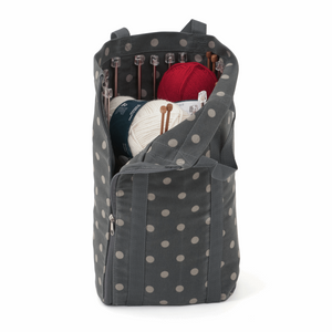 HobbyGift Knitting Bag with Pin Storage - Reversible - Charcoal Spot Design