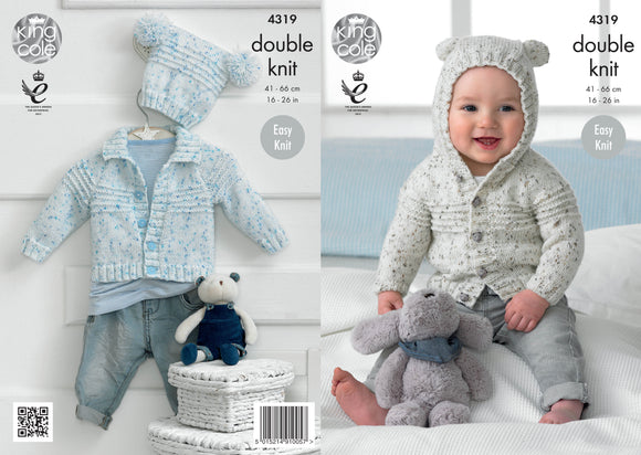 King Cole Knitting Pattern Smarty DK - Cardigans and Hat 4319