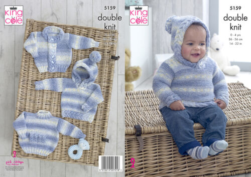 King Cole Knitting Pattern Baby DK - Sweaters and Jacket 5159