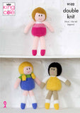 King Cole Knitting Pattern Dolls Knitted in Big Value DK 50g 9102