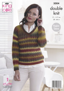 King Cole Knitting Pattern Round & V Neck Sweaters - 5004