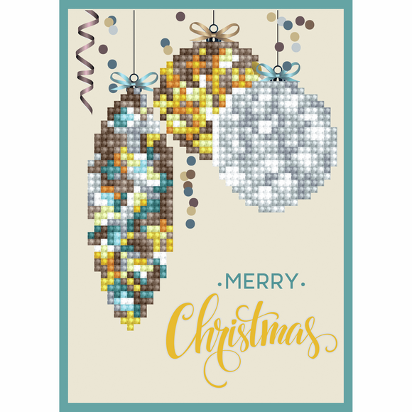 Diamond Dotz - Diamond Painting Kit - Greeting Card Kit - Merry Christmas Baubles