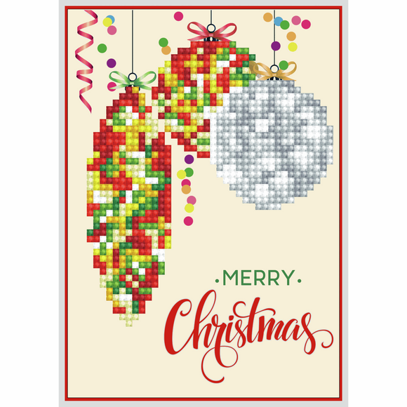 Diamond Dotz - Diamond Painting Kit - Greetings Card Kit - Merry Christmas Baubles