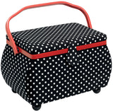 Prym Sewing Basket Black with White PolkaDots