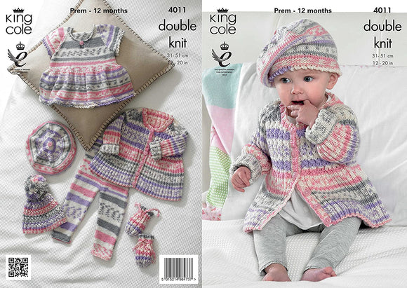 King Cole Pattern Baby Set Knitted with Cherish DK 4011