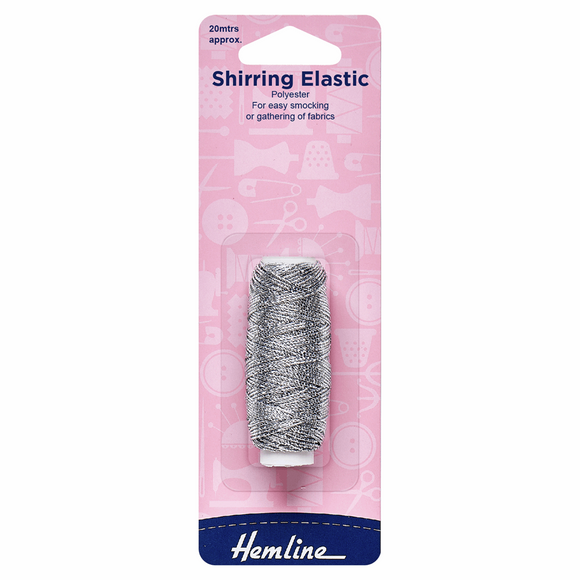 Hemline Shirring Elastic: 20m x 0.75mm: Silver