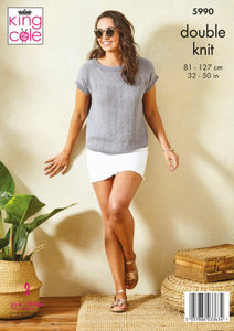 King Cole Pattern Sweater & Top Knitted in Linendale DK 5900
