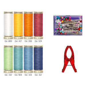 Gutermann Thread Set: Sew-All - 8 x 100m - With Fabric Clips & Pens