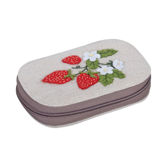 HobbyGift Sewing Kit: Zip Case: Appliqué: Natural Strawberries