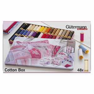Gutermann Thread Storage Tin: Natural Cotton C. No.50: 48 x 100m: Assorted